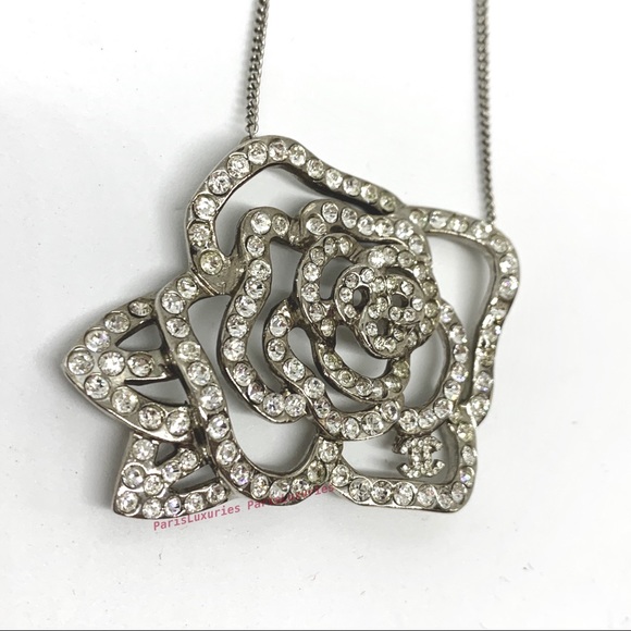 CHANEL Silver Rare Crystal Coco Camellia - Picture 8 of 14